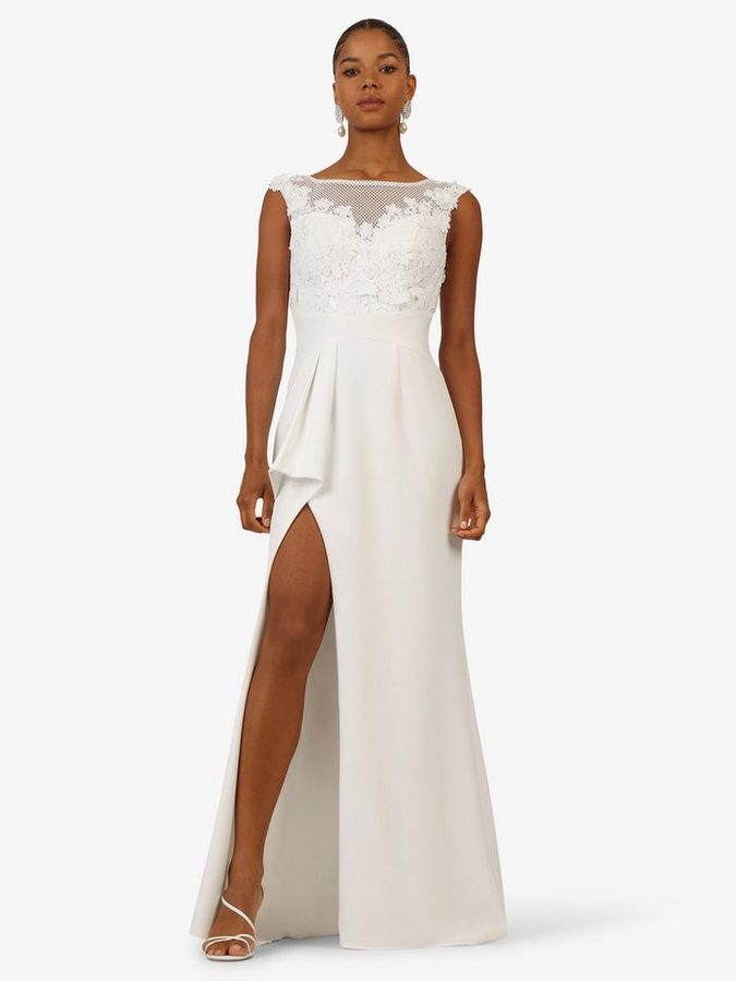 Kraimod Abendkleid mit floraler Spitze und Beinschlitz