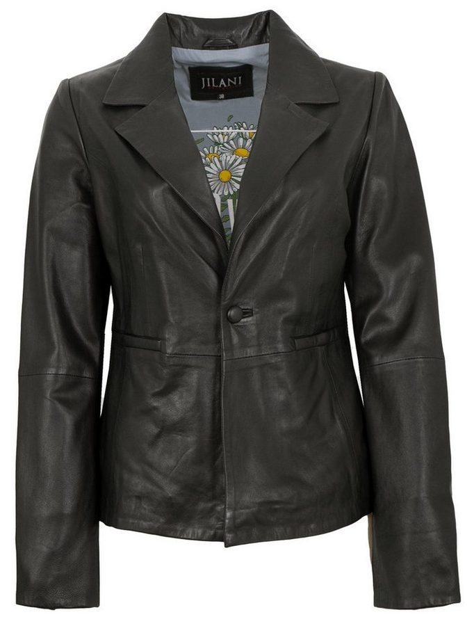 Jilani Lederjacke Evelyn Jilani - Damen Lederjacke Blazer Lammnappa schwarz
