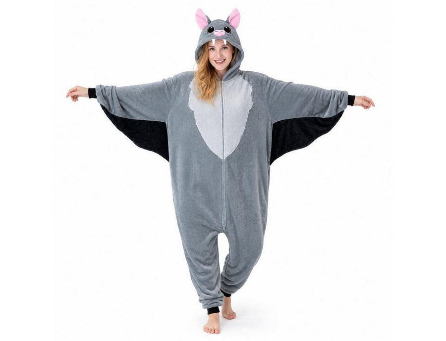 Corimori Partyanzug Flauschiges Fledermaus-Kostüm für Erwachsene,  Halloween Kostüm Onesie, Jumpsuit, Pyjama, Fasching, Kigurumi, Tierkostüme, Fledermaus "Vivi" von Corimori