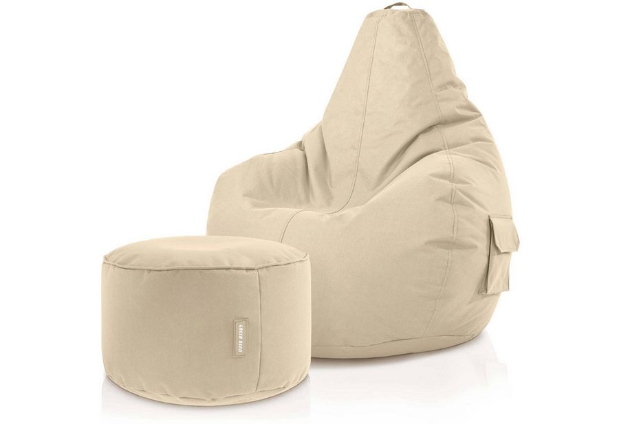 Green Bean Sitzsack Gaming Sitzsack + Hocker Cozy+Cube (Gaming Chair mit Fußhocker), Set Sitzsack mit Sitzhocker, Sitzkissen, Relax-Sessel
