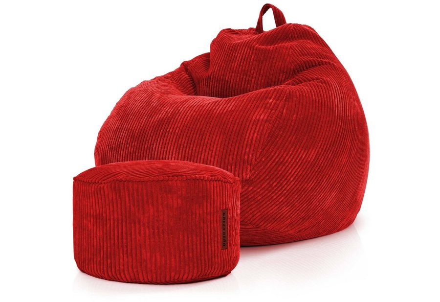 Green Bean Sitzsack XXL Sitzsack Scoop + Hocker aus Cord, Indoor Sitzkissen mit Sitzhocker, Relax Sessel