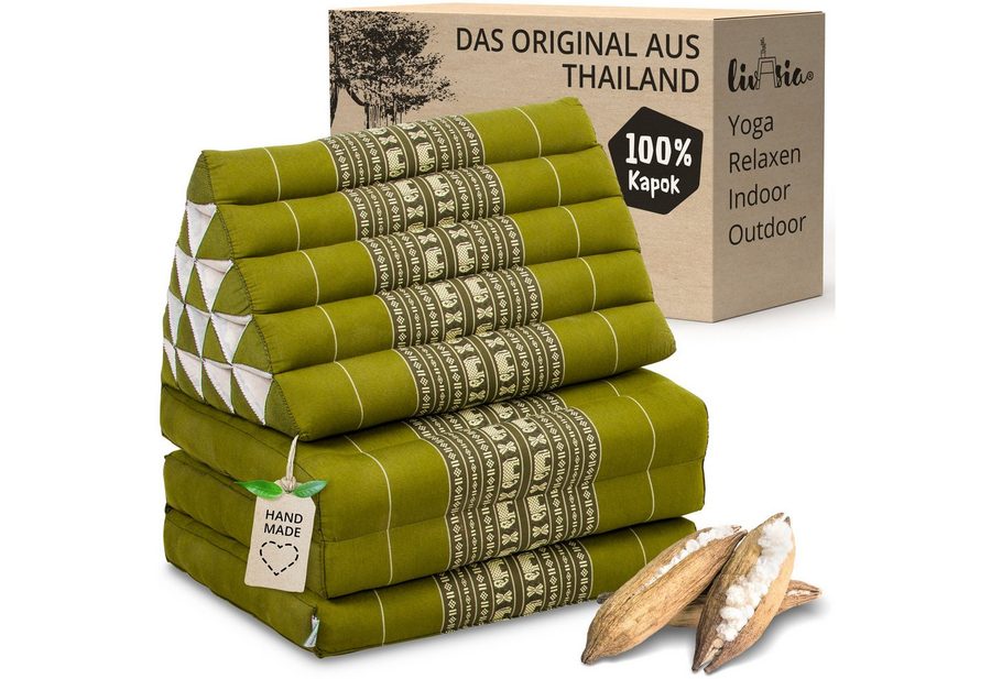livasia Sitzsack Thaikissen XXL hoch, vegan und handgefertigt, 185x55x8cm, Kapok