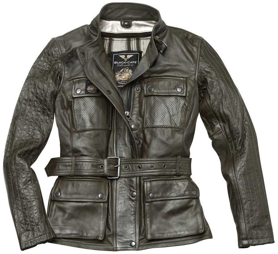 Black-Cafe London Motorradjacke Madrid Damen Motorrad Lederjacke herausnehmbares Innenfutter