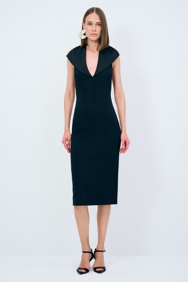 adL Cocktailkleid Midikleid mit breitem Kragen