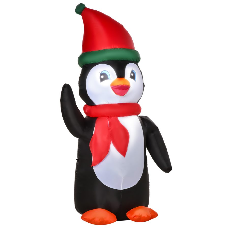 HOMCOM Aufblasbarer Weihnachts-Pinguin 1,6 m mit Lichtern, beleuchtete Party-Dekoration aus Polyester-Stoff, mehrfarbig für festliche Stimmung   Aosom.de
