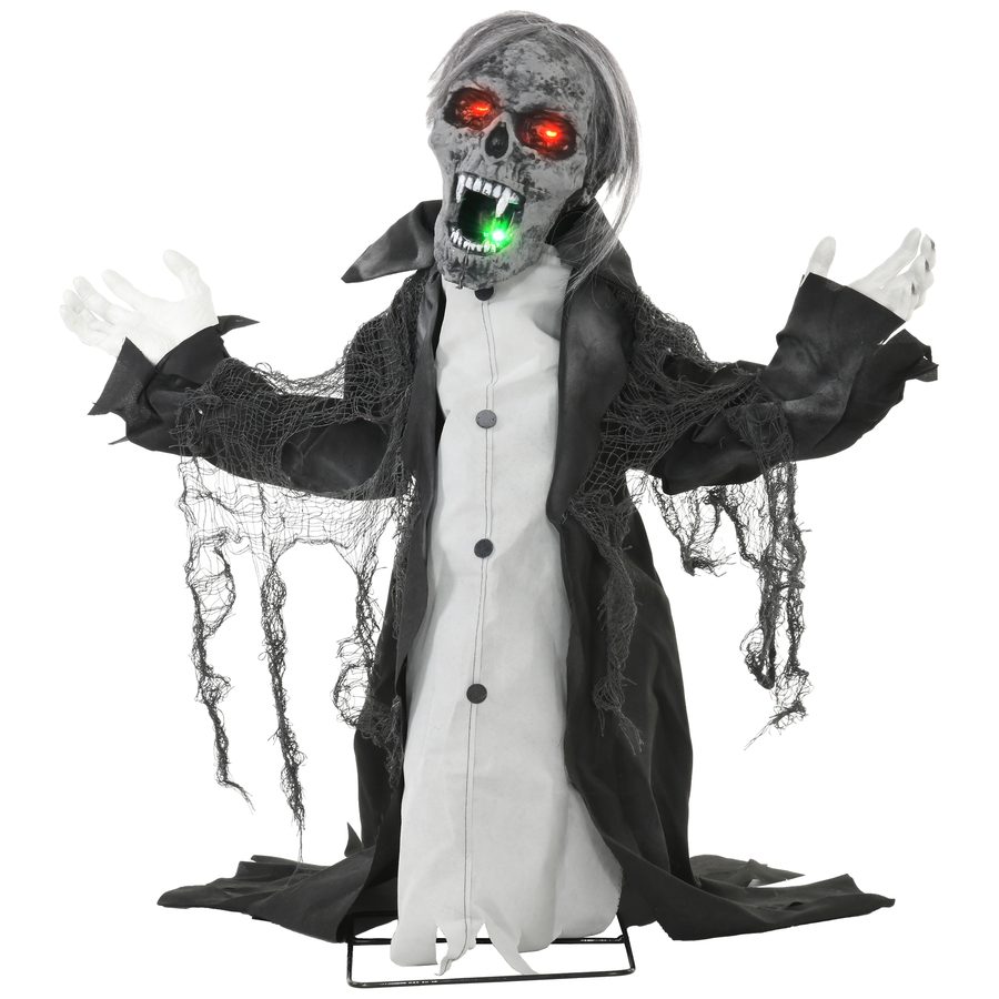 HOMCOM 75cm Halloween Dekoration Halloween Skelett mit Rot Leuchtende Augen, Heul-Geräusch Garten Deko mit Bewegungssensor für Indoor, Outdoor   Aosom