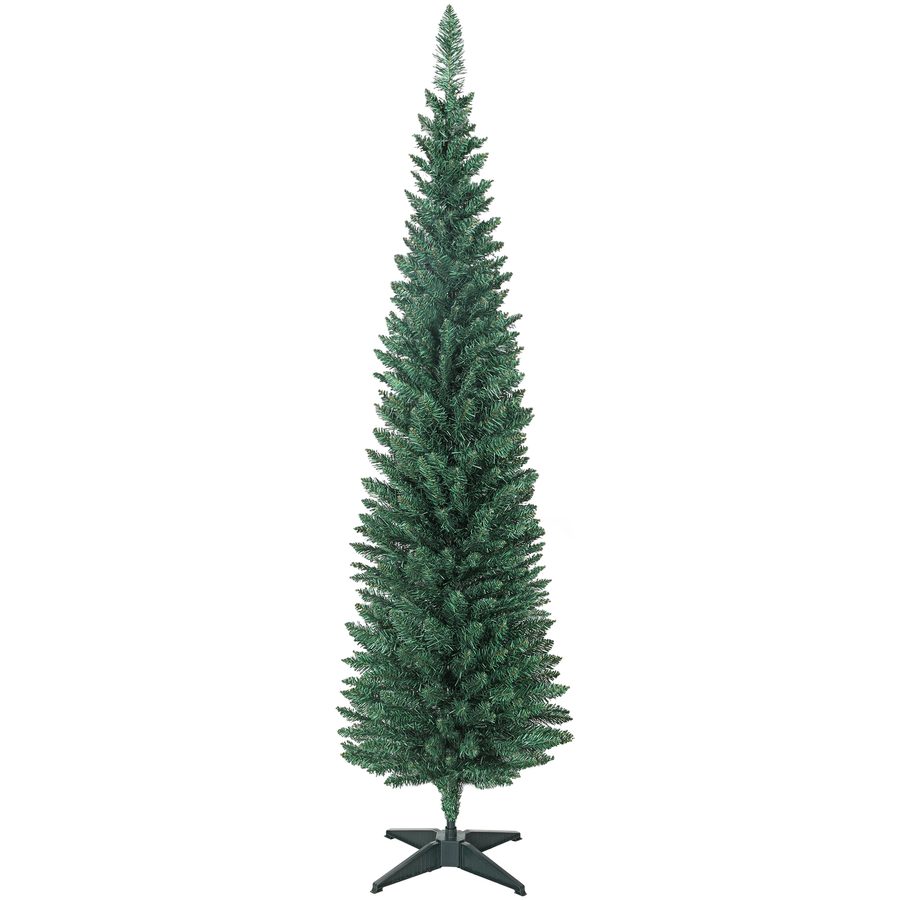 HOMCOM künstlicher Weihnachtsbaum Slim 180 cm mit 321 Zweigen, hoher schmaler Tannenbaum mit Kunststofffuß, Weihnachtsdekoration, für Zuhause, Innen, Grün   Aosom