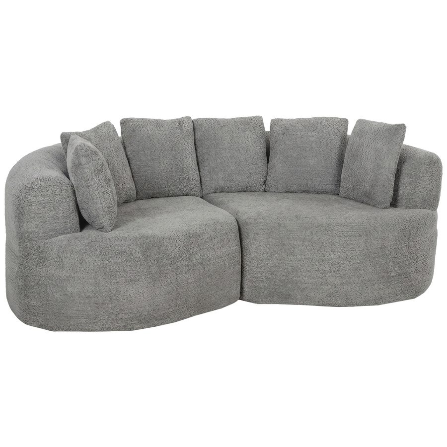 HOMCOM 3-Sitzer-Sofa, modulares Sofa 207 cm rahmenlos mit tiefer Sitzfläche, 6 Kissen, dick gepolstert, geschwungenes Design, Chenille, für Wohnzimmer, Hellgrau   Aosom
