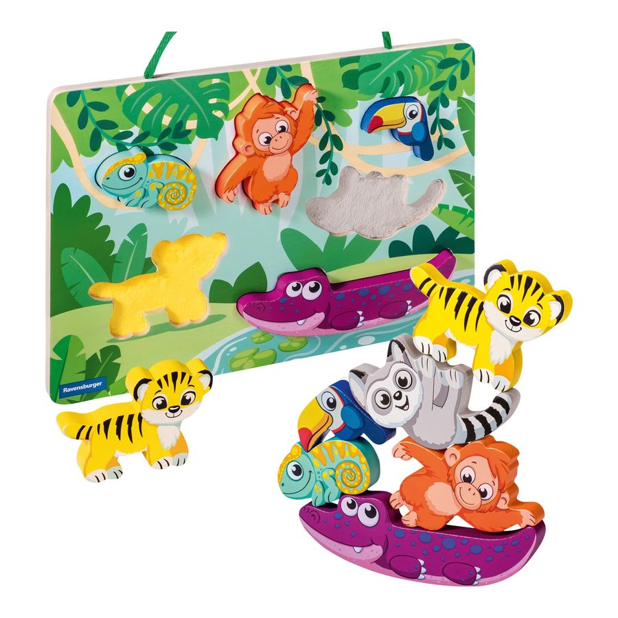 Ravensburger Play+ Magnetisches Holz-Fühl-Puzzle Dschungel