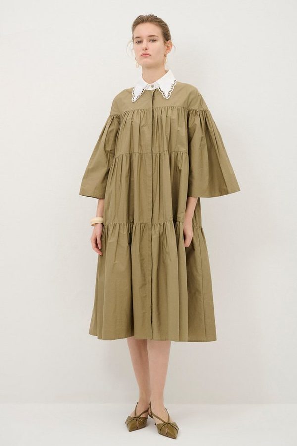 adL Maxikleid Maxikleid mit Peter-Pan-Kragen