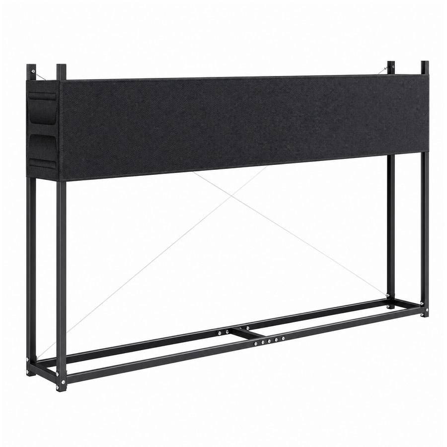 Outsunny Kaminholzregal 202 x 25 x 113 cm erhöhtes Brennholzregal mit 600D-Oxford-Abdeckung Stahlrahmen bis 500 kg Kaminholzunterstand Outdoor Holzregal Feuerholzregal für Garten Terrasse Schwarz   Aosom