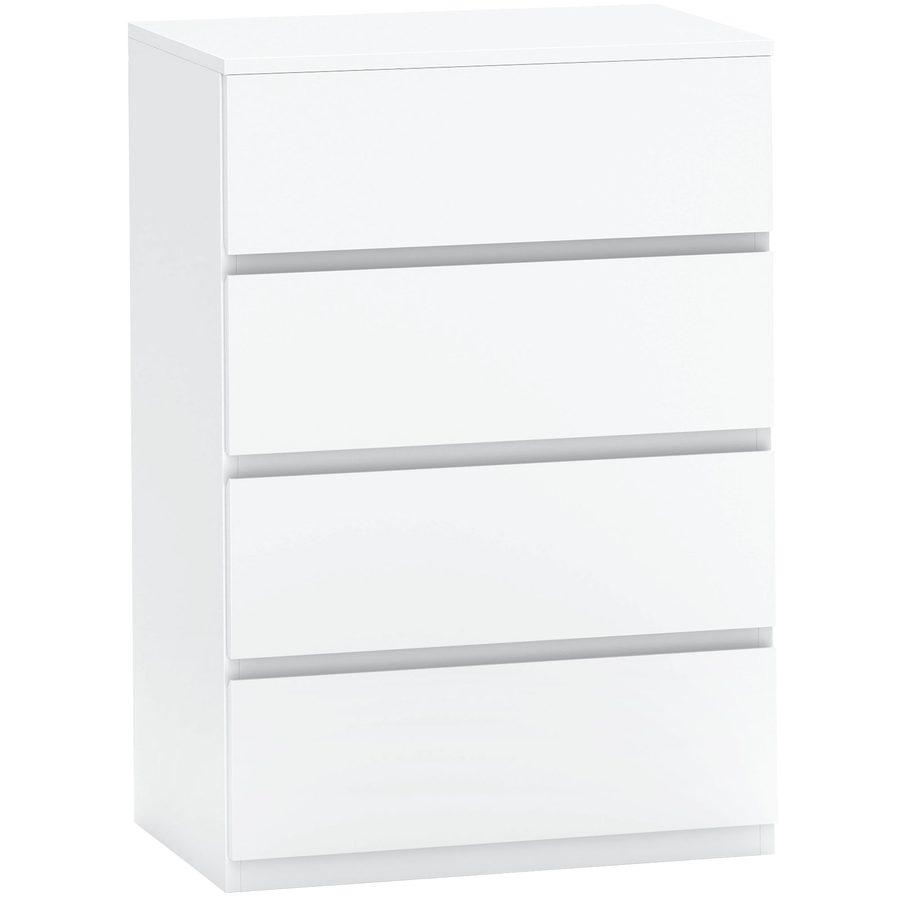HOMCOM Kommode Schubladenschrank Sideboard mit 4 Schubladen, kippsicherer Büroschrank in Weiß, 55 x 33 x 80 cm, ideal für Wohn- und Arbeitsräume   Aosom.de