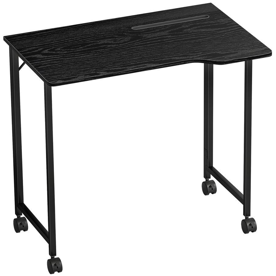 HOMCOM Klappbarer Schreibtisch 80 x 52 cm, Computertisch auf Rollen mit Gerätefach, für Homeoffice, kleine Räume oder Schlafzimmer, einfache Montage, Schwarz   Aosom