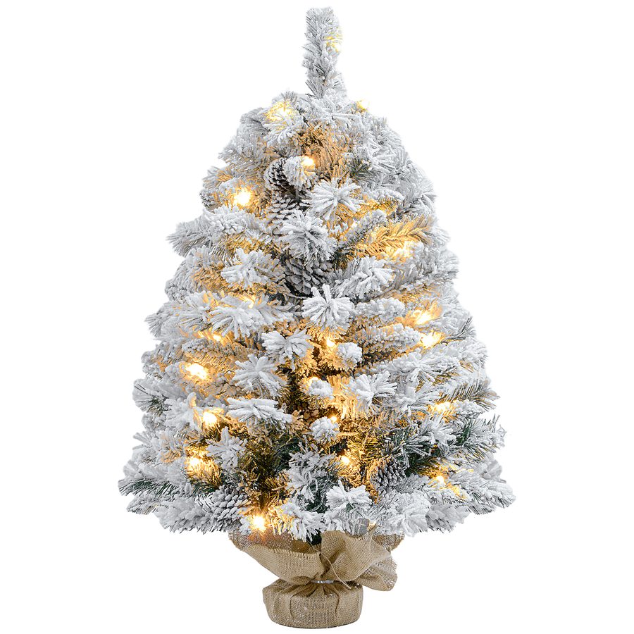 HOMCOM Künstlicher Weihnachtsbaum 90 cm mit 133 Spitzen und 50 warmweißen LED-Lichtern, Betonfuß für festliche Weihnachtsdekoration   Aosom.de