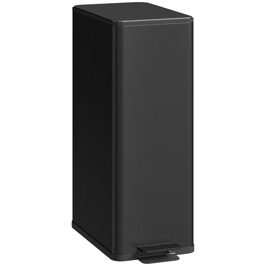 HOMCOM Mülleimer 20 L Treteimer mit Softclose-Deckel und Pedal Abfalleimerinkl. Inneneimer Abfallsammler, Edelstahl für Bad, Schlaf- oder Wohnzimmer, Schwarz, 21,5 x 37,2 x 57 cm   Aosom