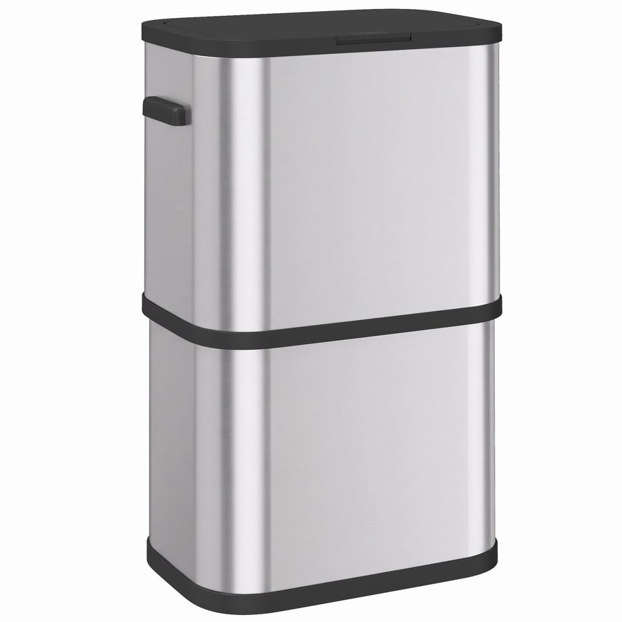 HOMCOM 60 l Küchenmülleimer, schlanker Edelstahl-Mülleimer mit Beutelhalter, Soft-Close-Deckel und berührungsempfindlicher Öffnung, für Recycling, Küchenabfälle, Silber   Aosom