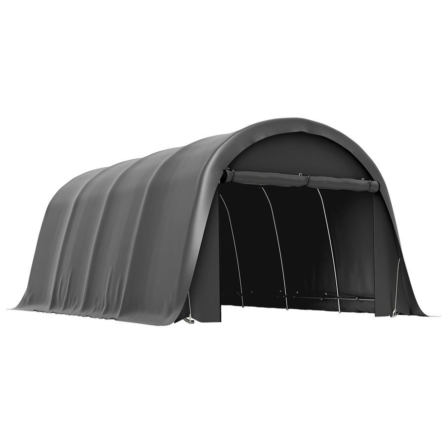 Outsunny Carport Zeltgarage 3x6m Wasserdichtes Lagerzelt mit abnehmbaren Seitenwänden großer Rolltor Bogendach, UPF50+ Winterfest Garagenzelt UV-beständig Unterstand für Auto SUV Boot, Dunkelgrau   Aosom