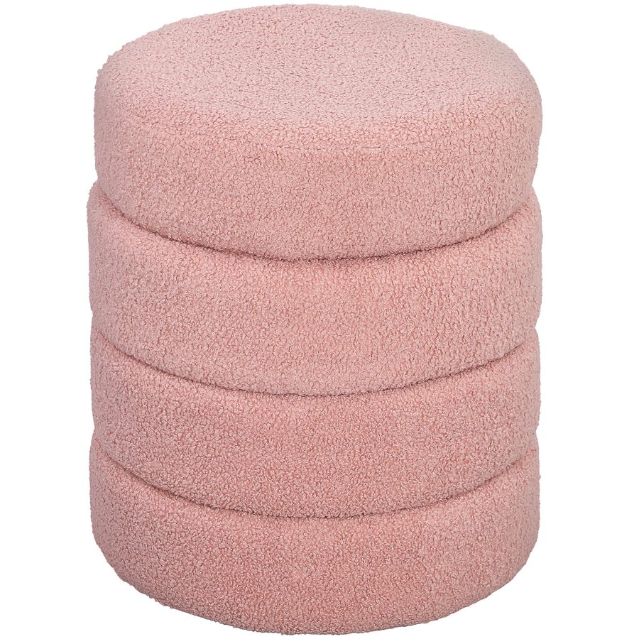 HOMCOM Sitzhocker, Fußhocker, Runder Polsterhocker, Fußstütze mit Sitzkissen, für Wohnzimmer, Schlafzimmer, Rosa, Ø40 x 45 cm   Aosom