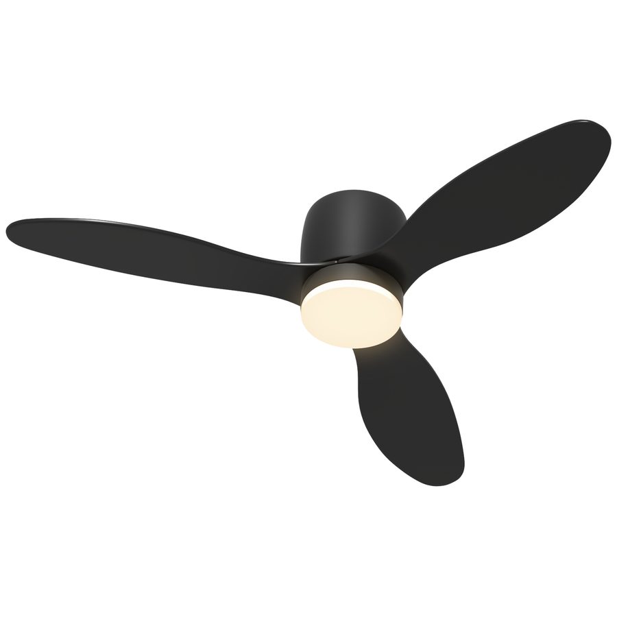 HOMCOM Deckenventilator mit Beleuchtung und Fernbedienung 115 cm LED Lampe mit Ventilator, Umkehrbarer DC Motor, 3 Flügeln, 3 Lichtfarben, 6 Geschwindigkeiten, Timer Deckenventilator für Schlafzimmer   Aosom