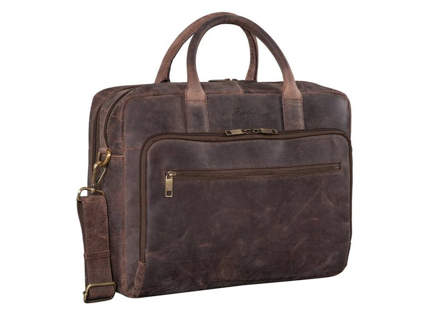 Benthill Aktentasche Echt Leder Laptoptasche Notebooktasche Umhängetasche Laptoptasche, Schultergurt / Umhängegurt Reißverschlussfach