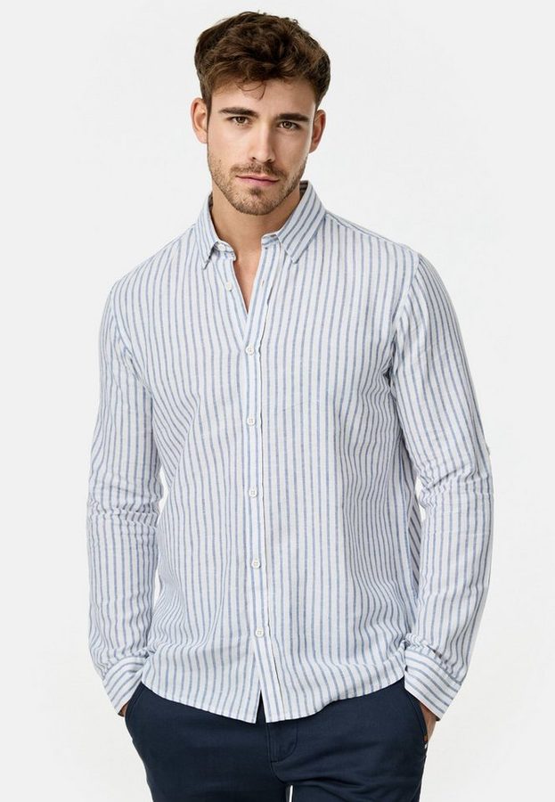 INDICODE Langarmhemd Herren Brayden Herrenhemd Langarm mit Button-Down-Kragen