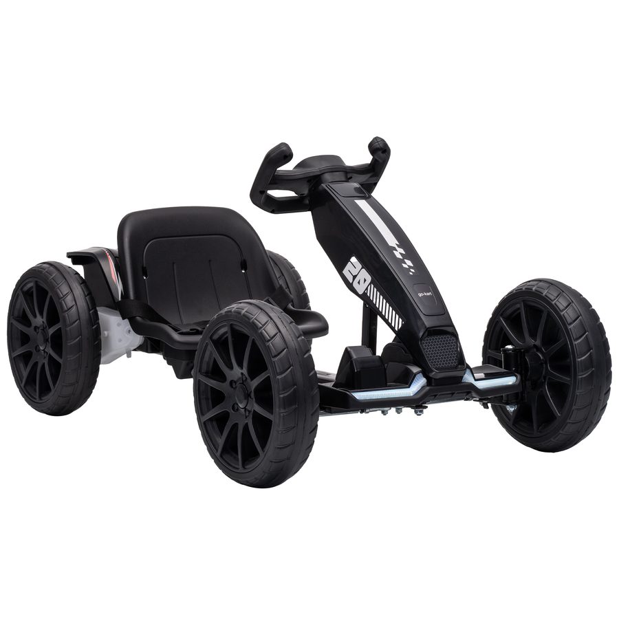 AIYAPLAY Elektro Go-Kart für Kinder 12V Gokart mit 2 Motoren, 4-fach verstellbarem Sitz Lithium-Akku Sanftanlauf EVA-Räder LED-Scheinwerfern, Kinderauto bis 4 km/h Kinderfahrzeug für 3-6 Jahre Schwarz   Aosom