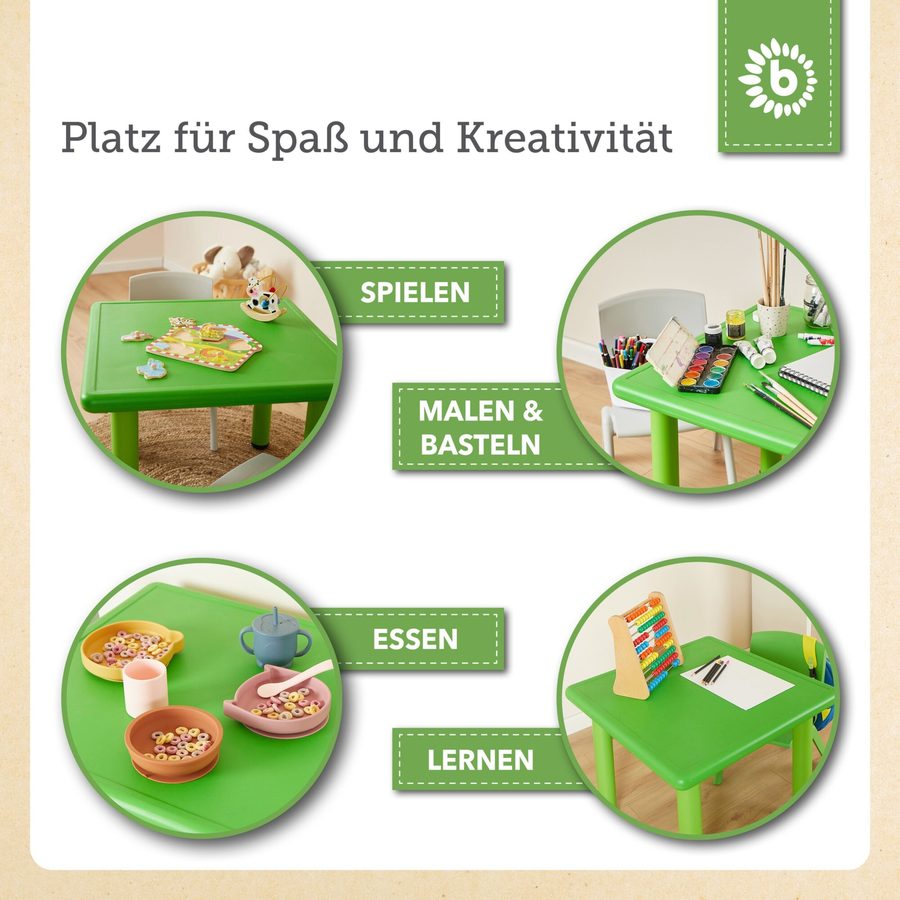 Bieco Kindertisch mit 2 Stühlen für innen & außen
