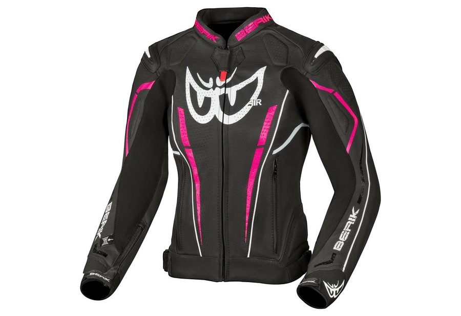 Berik Motorradjacke Fufur Damen Motorrad Lederjacke Verbindungsreißverschluss,Ellenbogenprotektoren enthalten,perfori