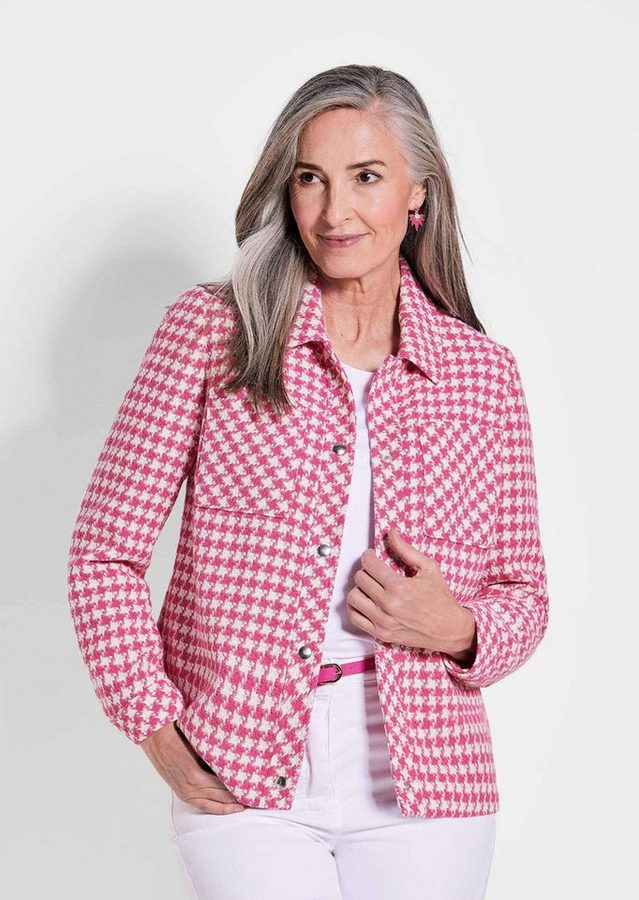 GOLDNER Jerseyblazer Blazer mit Hahnentrittmuster Langarm Damenblazer, klassisch, gemustert, Baumwollmix