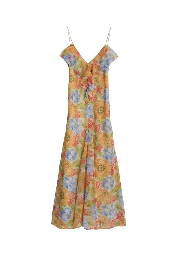 Bhoem Maxikleid Geblümtes Maxikleid mit Trägern und Rüschen (1-tlg)