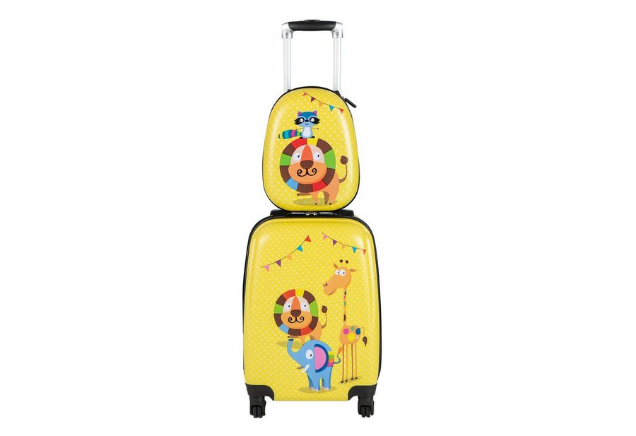 COSTWAY Kinderkoffer Reisegepäck, 2tlg Kinderkoffer + Rucksack