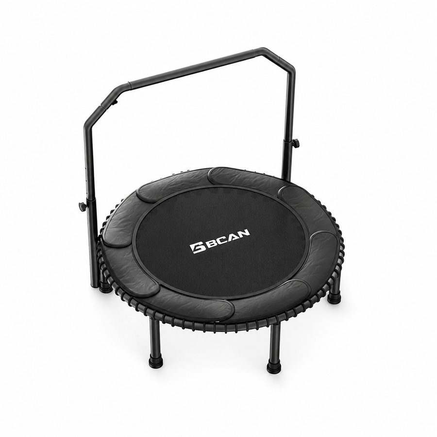 BCAN Rebounder-Trampolin für Erwachsene, 102 cm, 204 kg Belastbarkeit, mit Bungee-Seilen, verstellbarem Griff, stabil, leise, für drinnen und draußen, Ganzkörpertraining, Entspannung zu Hause