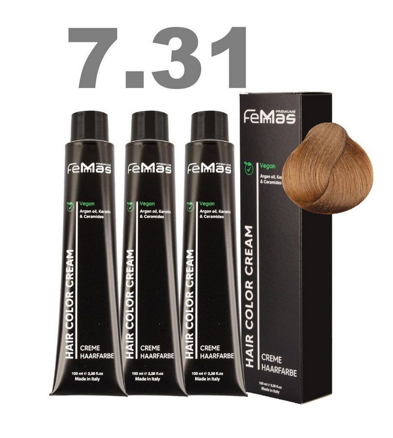 Femmas Premium Haarfarbe FemMas professionelle Haarfarbe mit Arganöl 3 x 100 ml