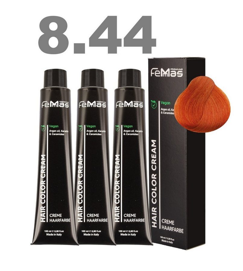 Femmas Premium Haarfarbe FemMas professionelle Haarfarbe mit Arganöl 3 x 100 ml