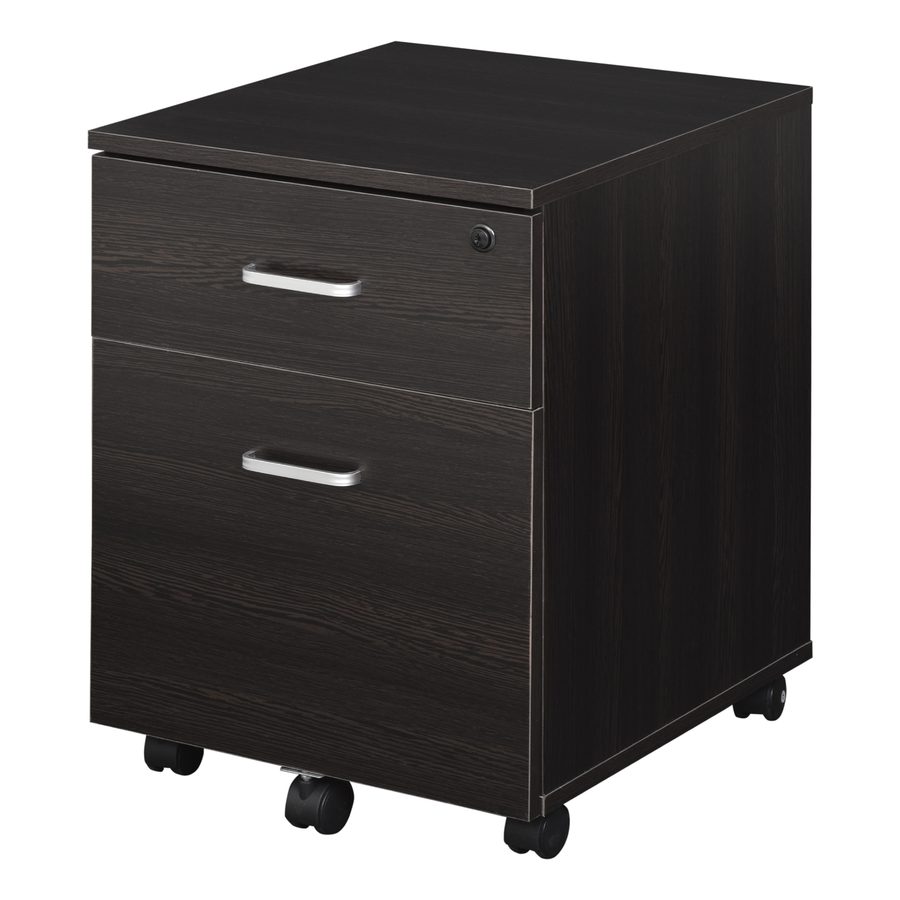 Vinsetto Büroschublade Schubladenschrank für Schreibtisch aus Holz, 2 Schubladen, Schloss mit 2 Schlüsseln, Schwarz, 40x45x55,6cm   Aosom