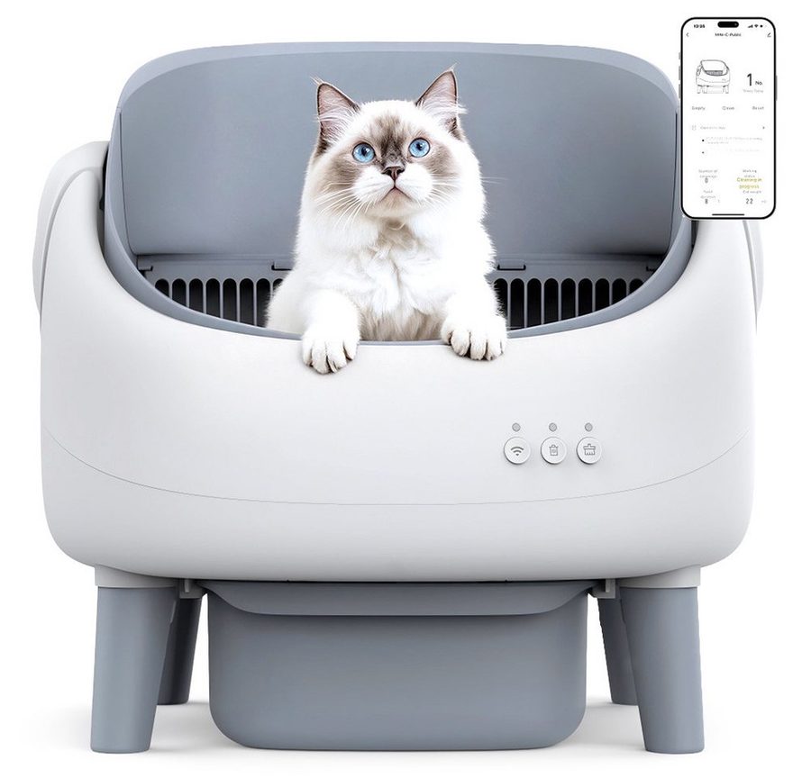 Crigge Katzenecktoilette MINI-C Selbstreinigungssystem, Gesundheits-Tracking, 35 dB, automatische Abfalltrennung, herausnehmbare Trommel von Crigge