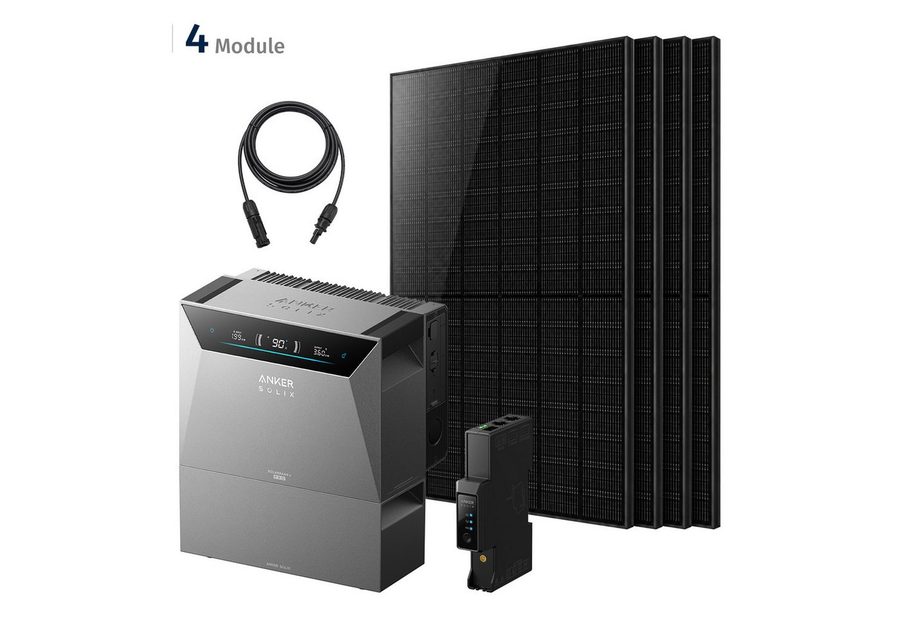 SolarMars Balkonkraftwerk mit Speicher Anker Solix Solarbank 4 E5000 Pro, 2000Wp komplett Set, (mit 1 x Smart Meter Gen 2, 4 Paar 4mm²-5M DC Kabel), optional Anker SOLIX BP2700 & BP5000 Erweiterungsakkus
