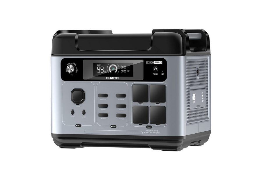 OUKITEL Stromerzeuger P2001E Pro 3200W Tragbare Powerstation, 3,2 in kW, (LiFePO4-Akku), Solargenerator mit 4 AC-Ausgängen 3200W, für Camping,Wohnmobil,Notfall