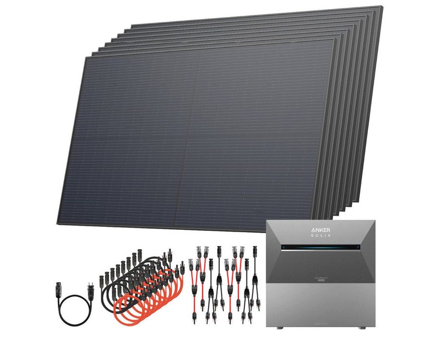 Solarway Balkonkraftwerk All In One mit Speicher 3680W komplett Steckdose - 5,4 kWh, Prismatische LiFePO₄-Zellen, (Anker SOLIX Solarbank 3 E2700 Pro), hoher Wirkungsgrad, Wasserdicht