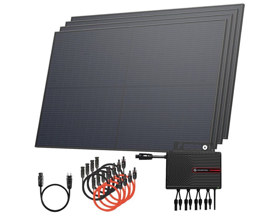 Solarway Balkonkraftwerk 2000 Wp / 800 Watt Envertech Wechselrichter, 2000 W, Monokristallin, (Komplettset), Solaranlage 500W Solarmodule & Wechselrichter & Zubehör