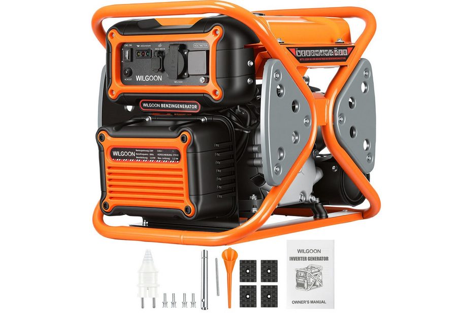 oyajia Stromerzeuger 4-Takt-Motor Leise Benzin Generator 3200W 7.0HP Tragbarer Powerstation, 3,2 in kW, (Kraftstofftank 10L, 3200W Dauerleistung, Überlastschutz, AVR-Funktion), Benzin Solargenerator 230V Steckdose für Camping und Wohnmobile 28kg von oyajia