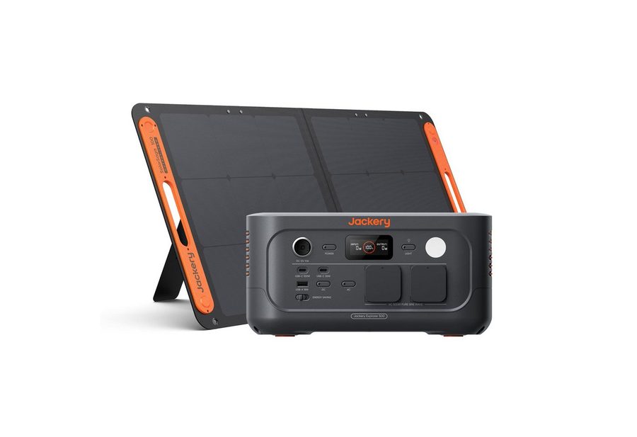 Jackery Stromerzeuger 500 v2 mit 100W Solarpanel, Solargenerator 512Wh tragbare Powerstation, 1 in kW, 500 W(Max 1000W) LiFePO4 Akku für Camping & Notfall, Schnellladung von Jackery