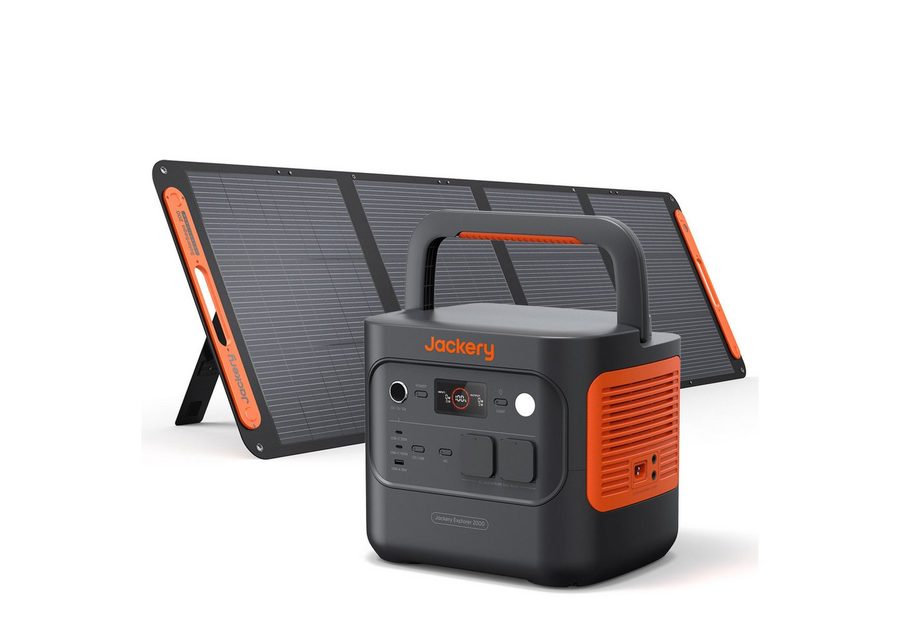 Jackery Stromerzeuger 2000 v2 Tragbare Powerstation mit 200W Solarpanel, 4400 in kW, (2042Wh), Solargenerator mit 2200W Ausgang, LiFePO4 Akku für Camping, Off-Grid
