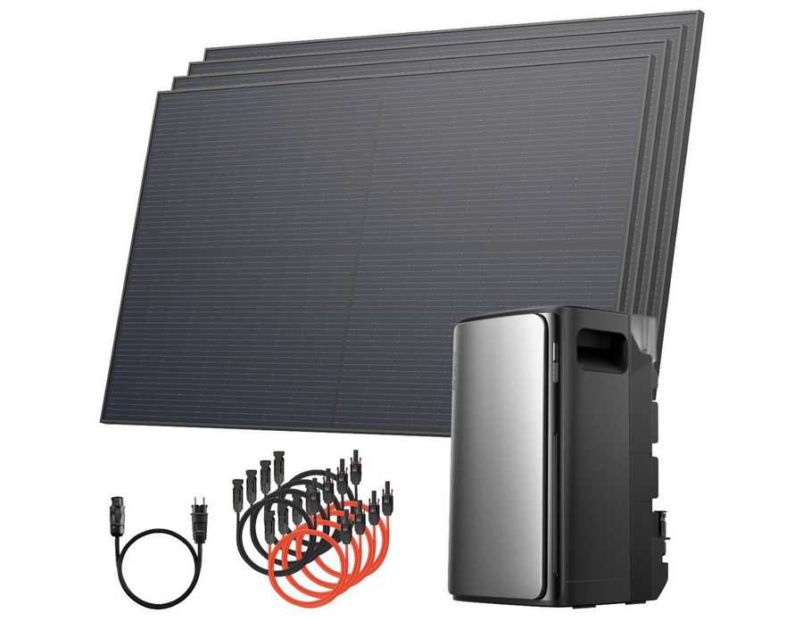 Solarway Balkonkraftwerk 2000Wp / 800W mit 1,9kWh EcoFlow Speicher komplett Steckdose, 2000 W, Monokristallin, Steckdose - 1,9 kWh EcoFlow Stream Ultra - Solaranlage Komplettset -