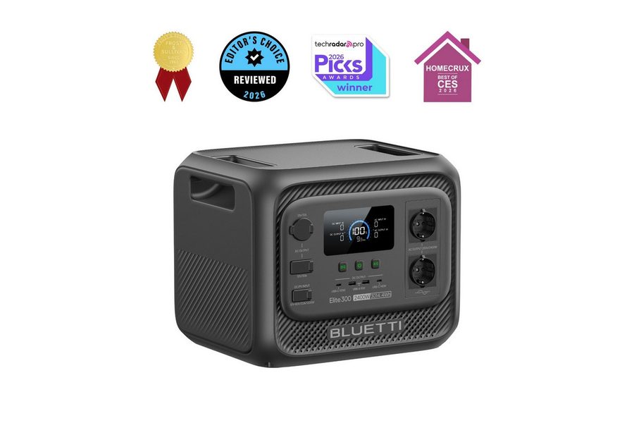 BLUETTI Stromerzeuger Elite 300 2400W/ 3014,4Wh Tragbare PowerStation (2026 Neu), 2,4 in kW, (LiFePO4 Batterie Backup mit 2400W AC Ausgängen (4800W Surge), Kompakte 3kWh Solargenerator für Zuhause, Camping & Wohnmobil von BLUETTI