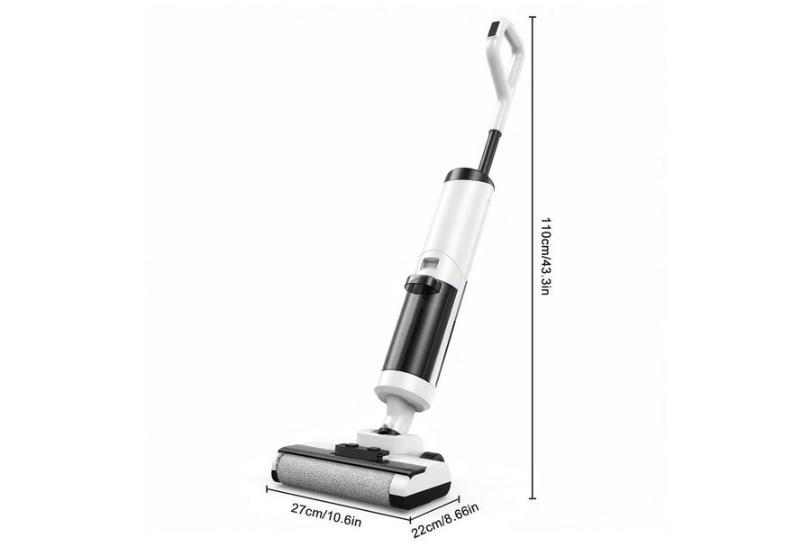 INSE Bodenstaubsauger D1 Nass Trockensauger, 150 W, beutellos, 150W 20KPa Akku Staubsauger mit Wischfunktion, 180°Lay-Flat, 40min von INSE