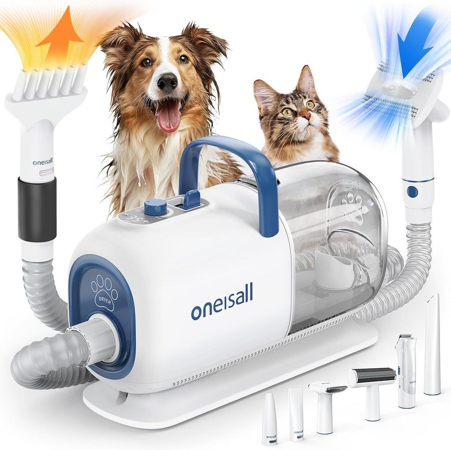 Purpurra Hundeschermaschine Oneisall mit Staubsauger und Föhn, 8 in 1 Profi Haustierpflegeset von Purpurra