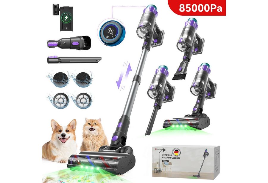 redroad Akku-Hand-und Stielstaubsauger 85000Pa Akkustaubsauger 750W/90Min/ Staubsauger Kabellos, 750 W, Staubbehälter, 45dB leise/11-Stufen-Filter/OLED Display,Ideal für Böden/Teppiche/Auto, 2,8L Staubbehälter, 45dB leise/11-Stufen-Filter/OLED Display von redroad