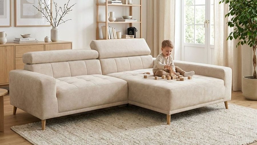 OTTO home Ecksofa Greevy 248 x 172 cm mit Steppungen, für gängige Saugroboter geeignet, Kopfteile verstellbar, L-Form, aus Pet Friendly Bezug