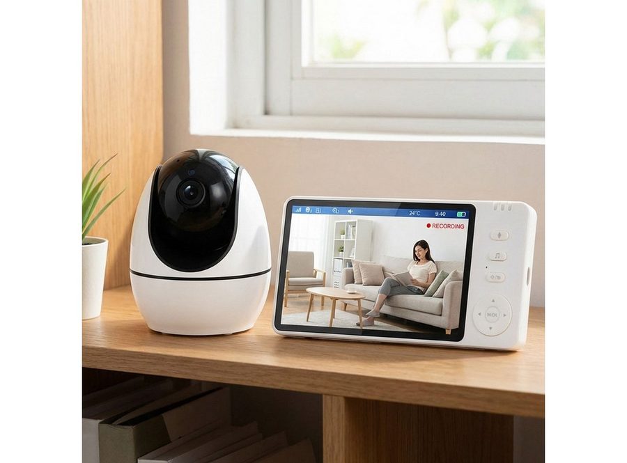 shop'n smile ideoon Überwachungskamera HD Kamera mit Monitor: SOS-Funk, Nachtsicht & Gegensprechen (Kamera Auflösung: 1280 x 720 Pixel) von shop'n smile ideoon